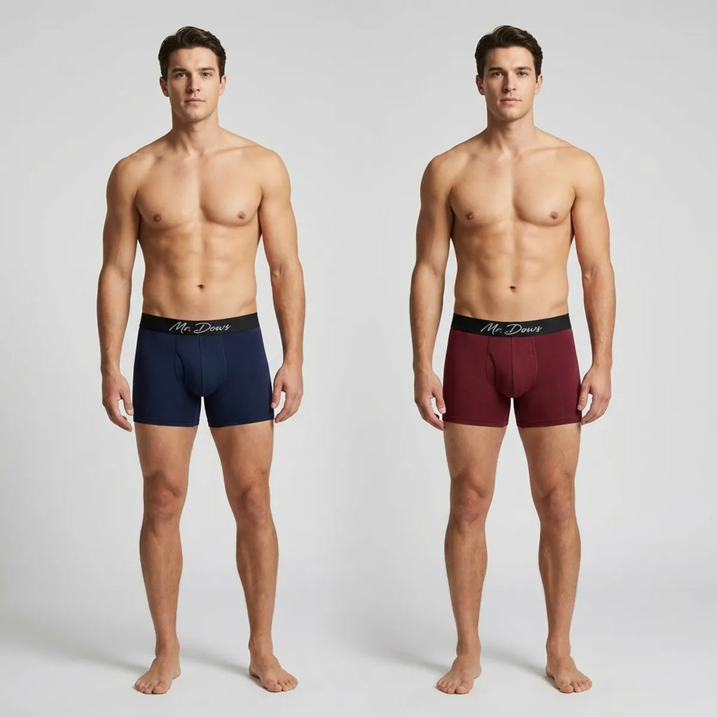 Mr. Dows Men's Performance Boxer Briefs – Navy & Maroon (Pack of 2)