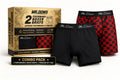 Mr. Dows Men's Performance Boxer Briefs – Black & Red Check (Pack of 2)