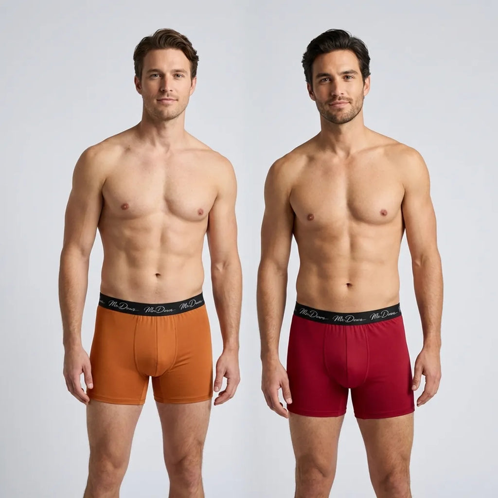 Mr. Dows Men's Performance Boxer Briefs – Maroon & Burnt Caramel (Pack of 2)