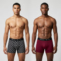 Mr. Dows Men's Performance Boxer Briefs – White Pattern & Maroon (Pack of 2)
