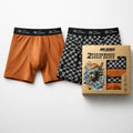 Mr. Dows Men's Performance Boxer Briefs – White Pattern & Burnt Caramel (Pack of 2)