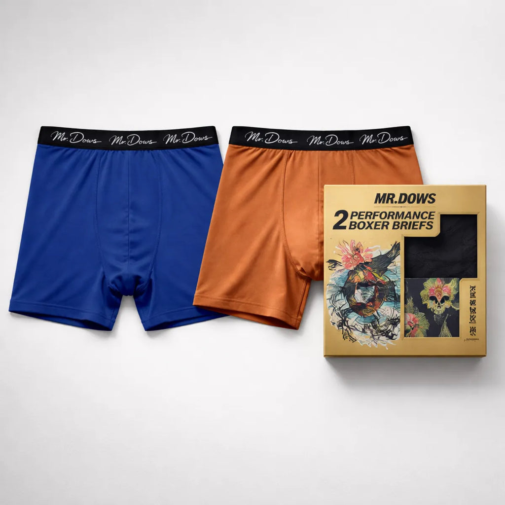 Mr. Dows Men's Performance Boxer Briefs – Navy & Burnt Caramel (Pack of 2)
