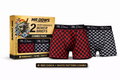 Mr. Dows Men's Performance Boxer Briefs – White Pattern & Red Check (Pack of 2)