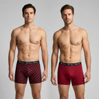 Mr. Dows Men's Performance Boxer Briefs – Maroon & Red Check (Pack of 2)