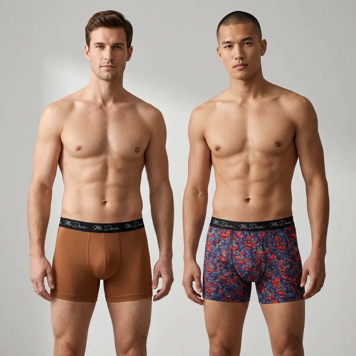 Mr. Dows Men's Performance Boxer Briefs – Burnt Caramel & Multicolor Devil (Pack of 2)