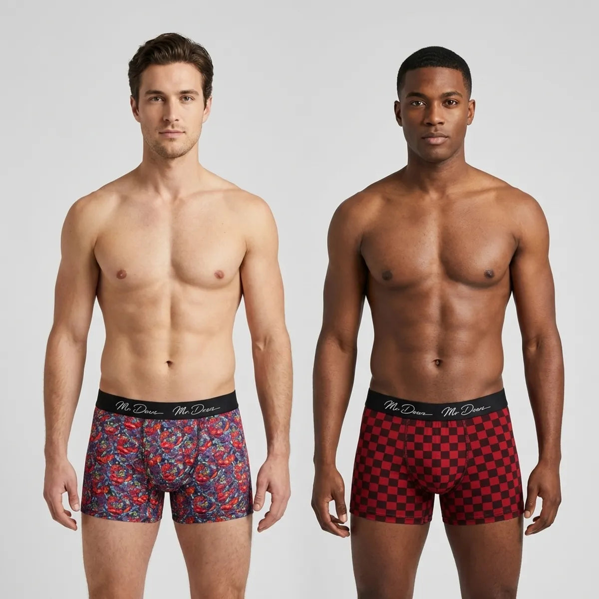 Mr. Dows Men's Performance Boxer Briefs – Multicolor Devil & Red Check (Pack of 2)