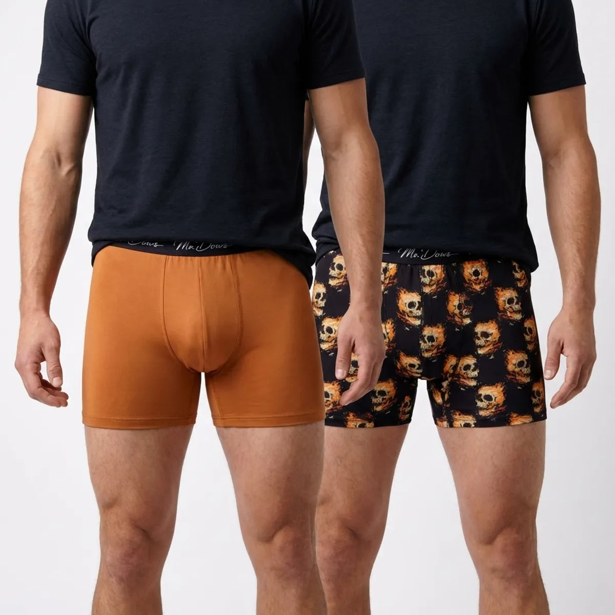 Mr. Dows Men's Performance Boxer Briefs – Burnt Caramel & Skull Print (Pack of 2)