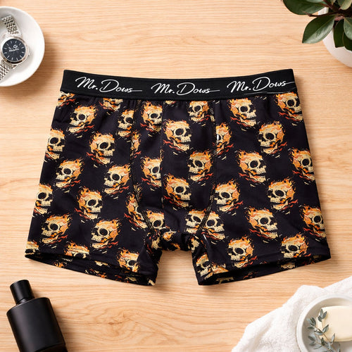 Mr. Dows Men's Performance Boxer Briefs – Black & Skull Print (Pack of 2)