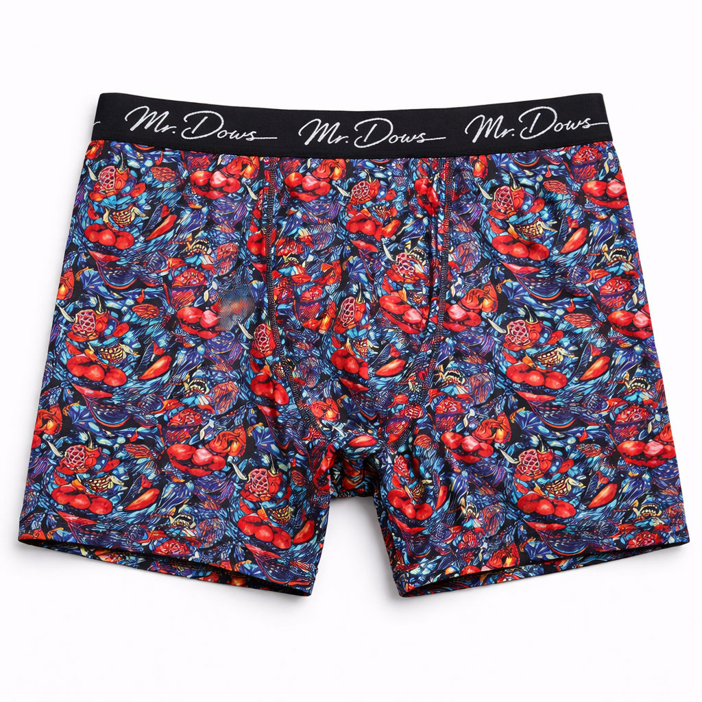 Mr. Dows Men's Performance Boxer Briefs – Maroon & Multicolor Devil (Pack of 2)
