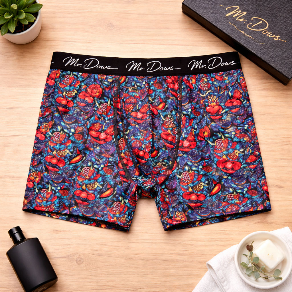 Mr. Dows Men's Performance Boxer Briefs – Multicolor Devil & Red Check (Pack of 2)