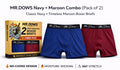 Mr. Dows Men's Performance Boxer Briefs – Navy & Maroon (Pack of 2)