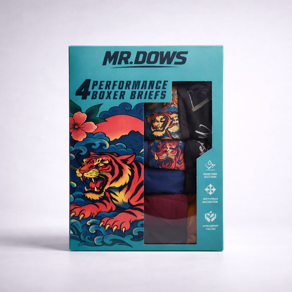 Mr. Dows Men's Performance Boxer Briefs – Printed (Pack of 4)