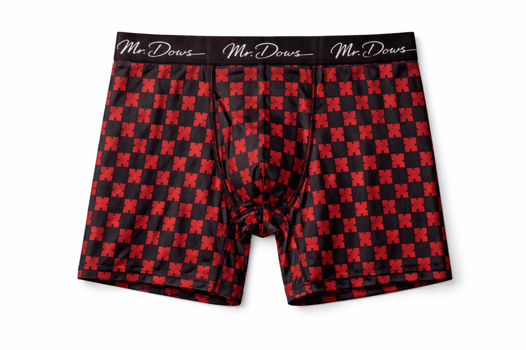 Mr. Dows Men's Performance Boxer Briefs – Maroon & Red Check (Pack of 2)