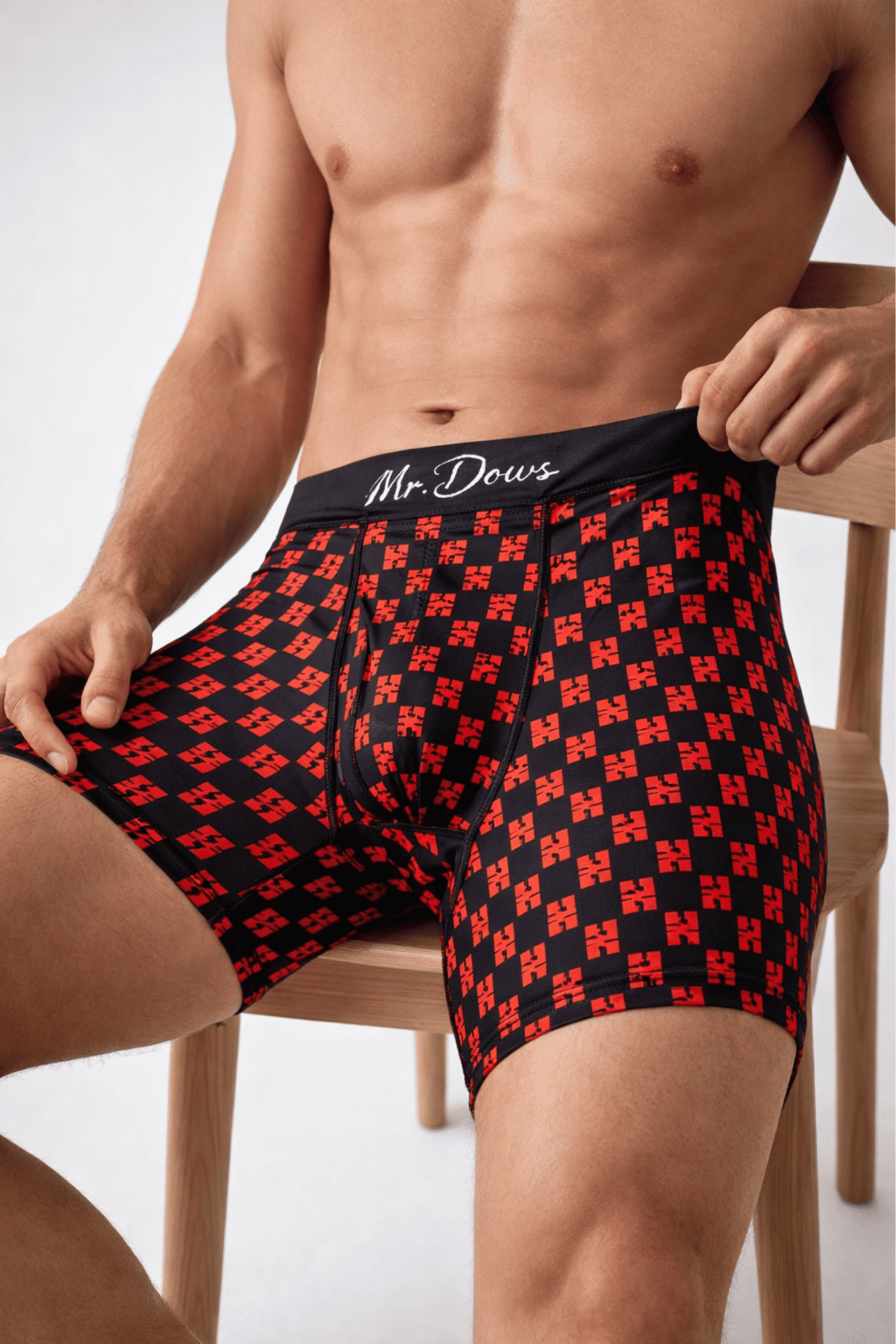 Mr. Dows Men's Performance Boxer Briefs – Maroon & Red Check (Pack of 2)