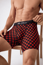 Mr. Dows Men's Performance Boxer Briefs – Navy & Red Check (Pack of 2)