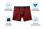 Mr. Dows Men's Performance Boxer Briefs – Navy & Red Check (Pack of 2)