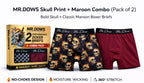 Mr. Dows Men's Performance Boxer Briefs – Maroon & Skull Print (Pack of 2)