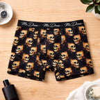 Mr. Dows Men's Performance Boxer Briefs – Maroon & Skull Print (Pack of 2)