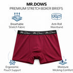 Mr. Dows Men's Performance Boxer Briefs – Maroon & Skull Print (Pack of 2)