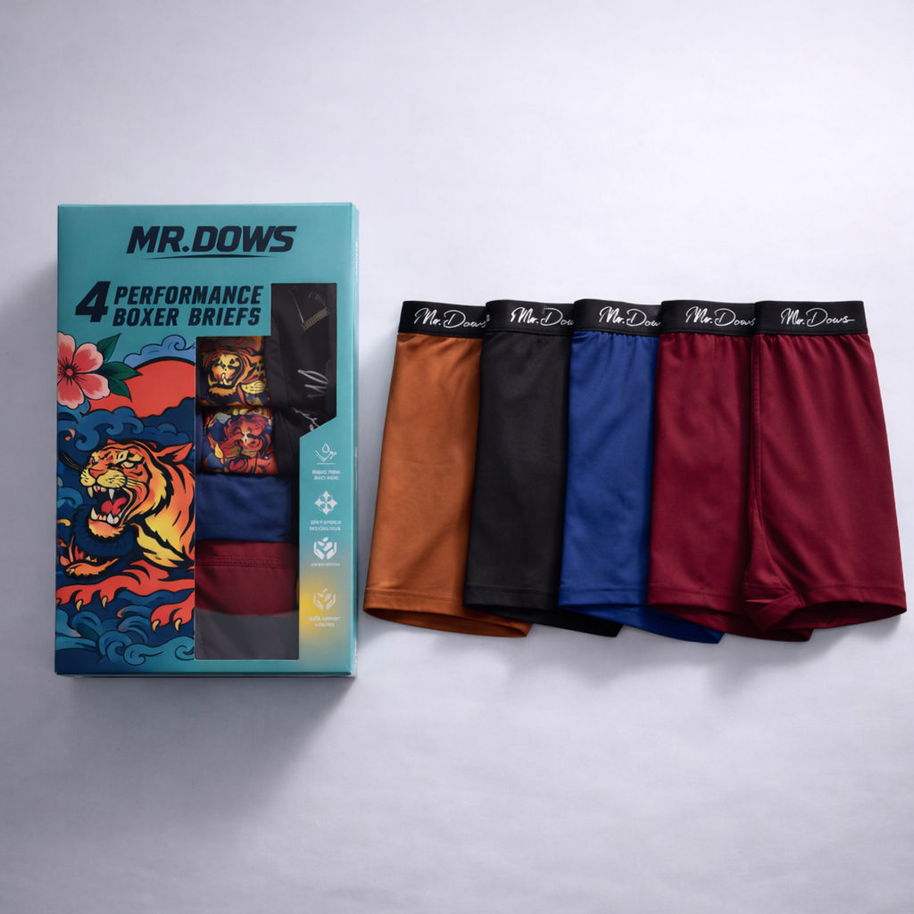 Mr. Dows Men's Performance Boxer Briefs – Solid (Pack of 4)