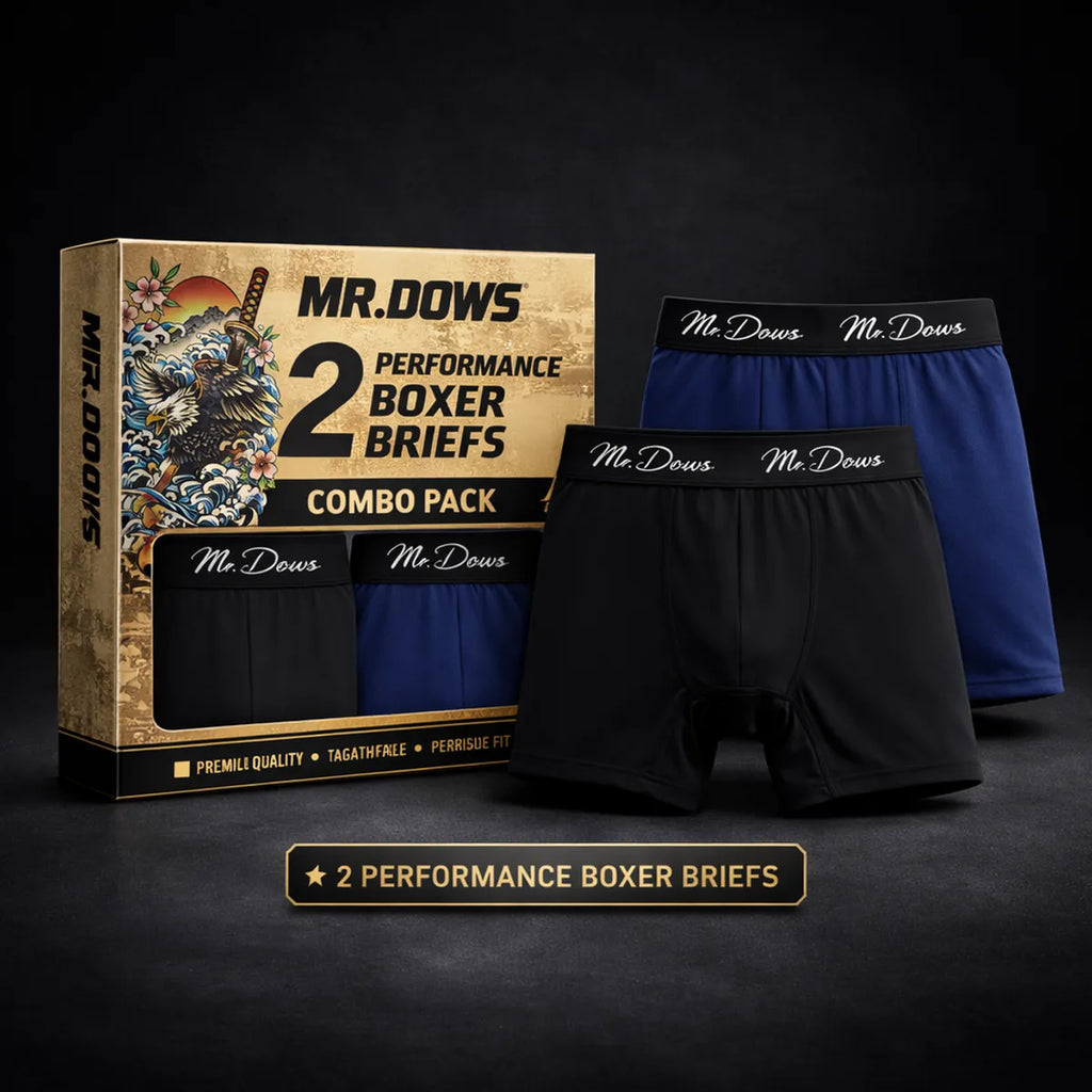 Mr. Dows Men's Performance Boxer Briefs – Black & Navy (Pack of 2)