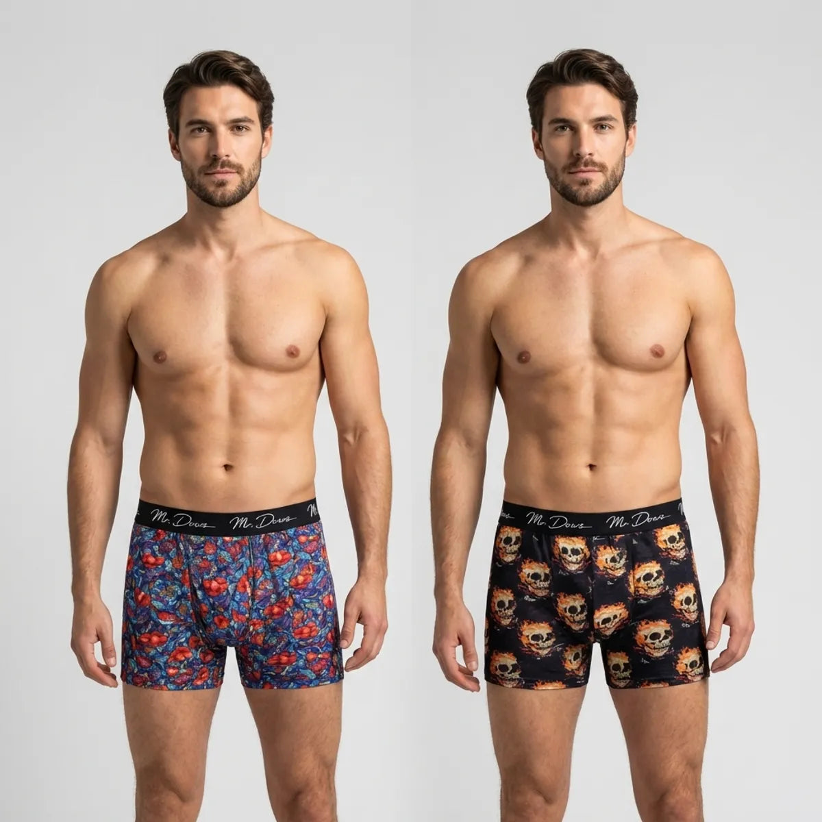 Mr. Dows Men's Performance Boxer Briefs – Multicolor Devil & Skull Print (Pack of 2)
